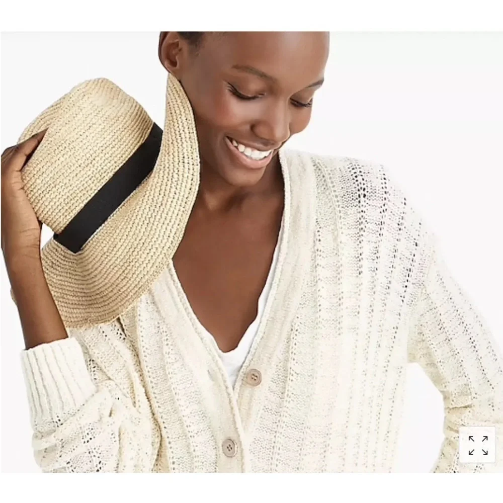 J. Crew Point Sur open‎ knit cardigan women’s XS boxy cream coastal cowgirl boho